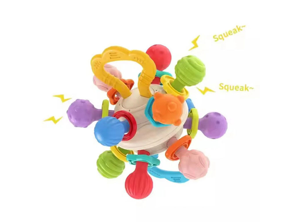 جغجغه چرخشی و دندانگیر سیلیکونی نوزادی baby rattle