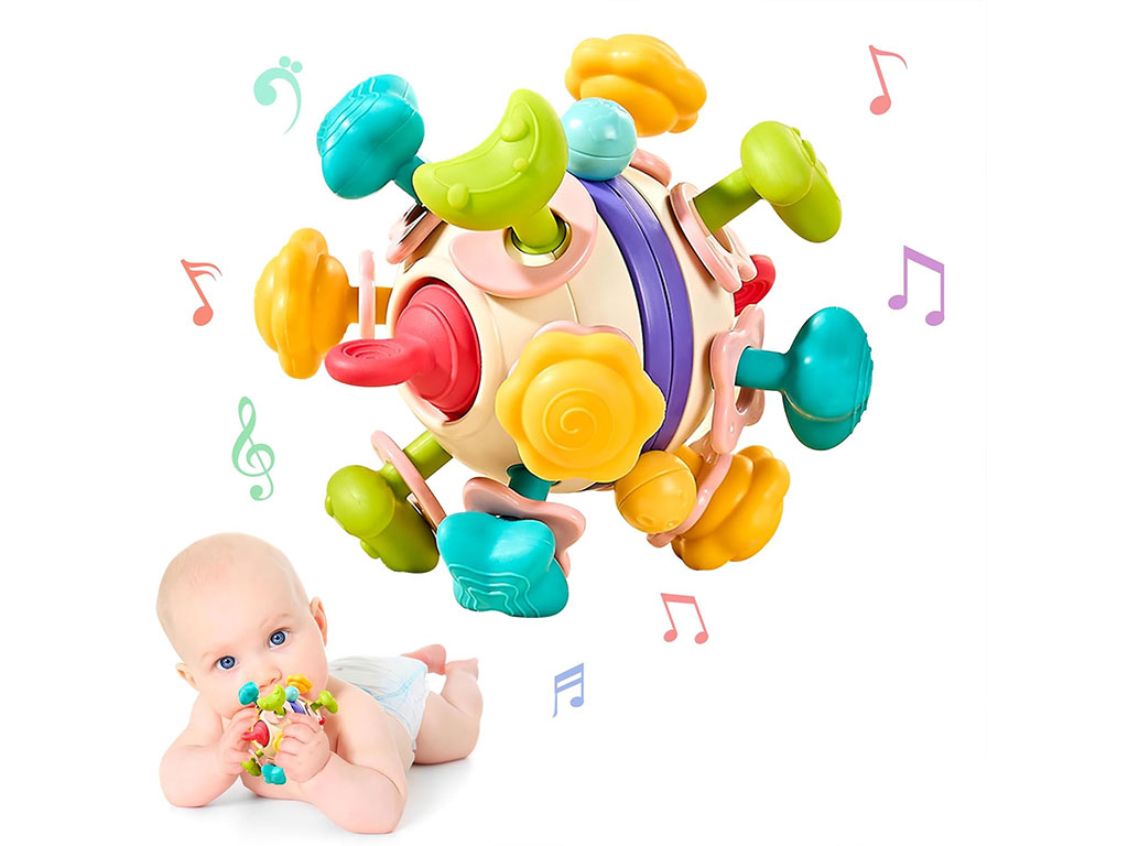 جغجغه چرخشی و دندانگیر سیلیکونی نوزادی