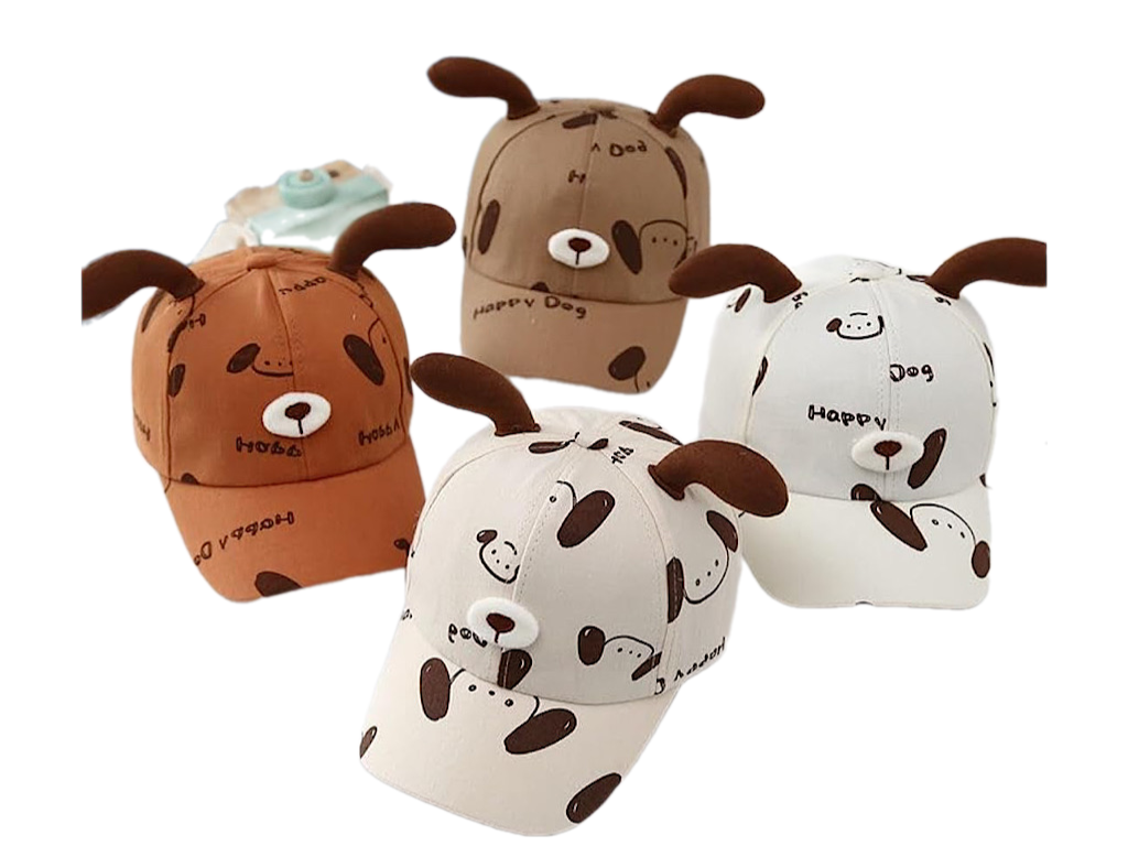 کلاه کپ لبه دار کتان طرح سگ گوش دار (دور سر 48 cm)