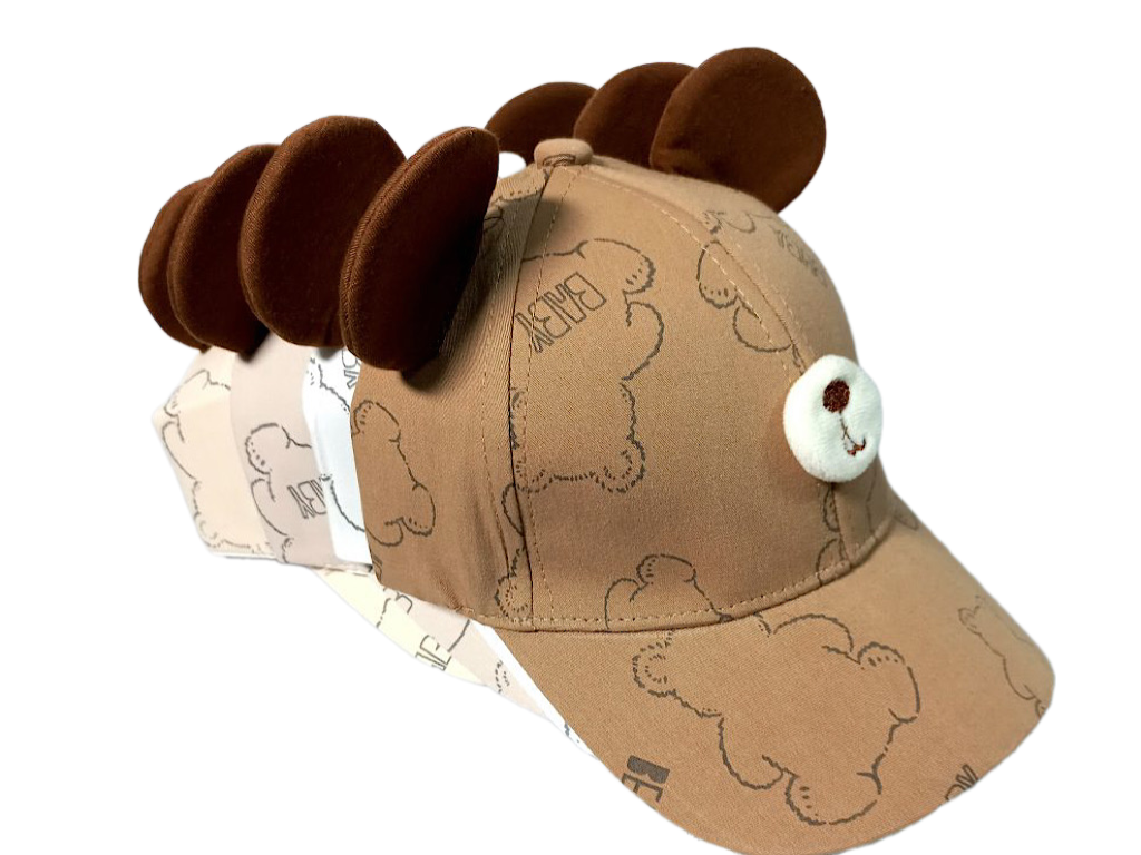 کلاه کپ لبه دار کتان طرح خرس BABY (دور سر 50 cm)