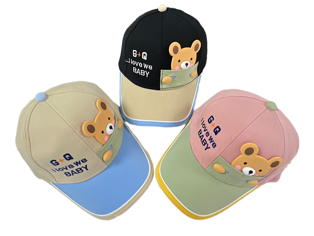 کلاه کپ لبه دار کتان طرح تدی سیلیکونی  G+Q (دور سر 50 cm)