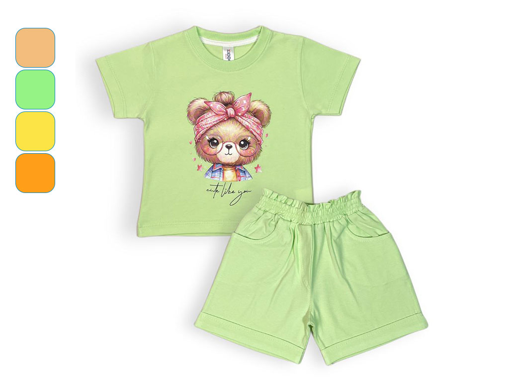 تیشرت و شلوارک راحتی دخترانه 3 سال طرح خرس عینکی کیدو مکس kido max