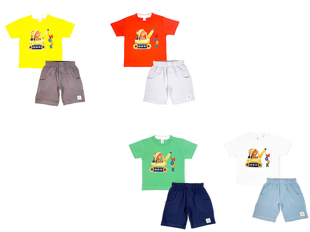 تیشرت و شلوارک راحتی 3 سال طرح خرس و جرثقیل کیدو مکس kido max