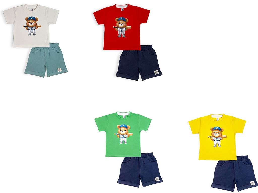 تیشرت و شلوارک راحتی 2 سال طرح خرس بازیکن بیسبال کیدو مکس kido max