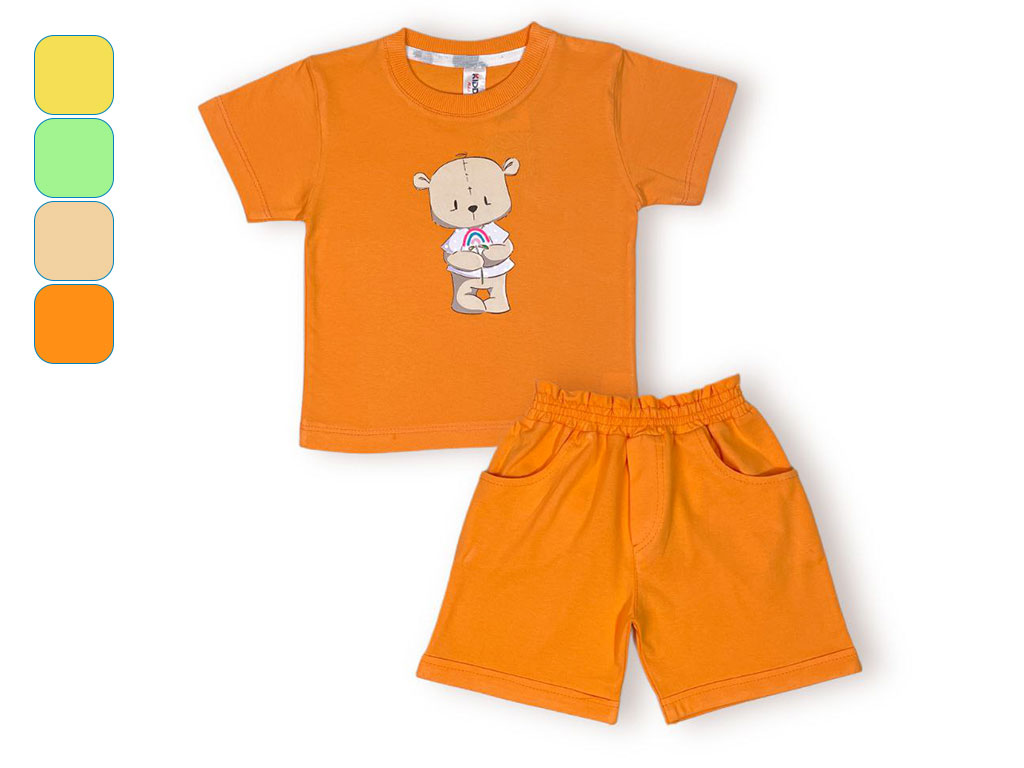 تیشرت و شلوارک راحتی 2 سال طرح خرس و گل رنگین کمان کیدو مکس kido max