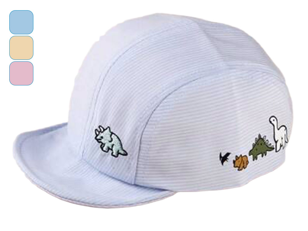 کلاه لبه دار نوزادی طرح گلدوزی شده دایناسور(دور سر 45cm)