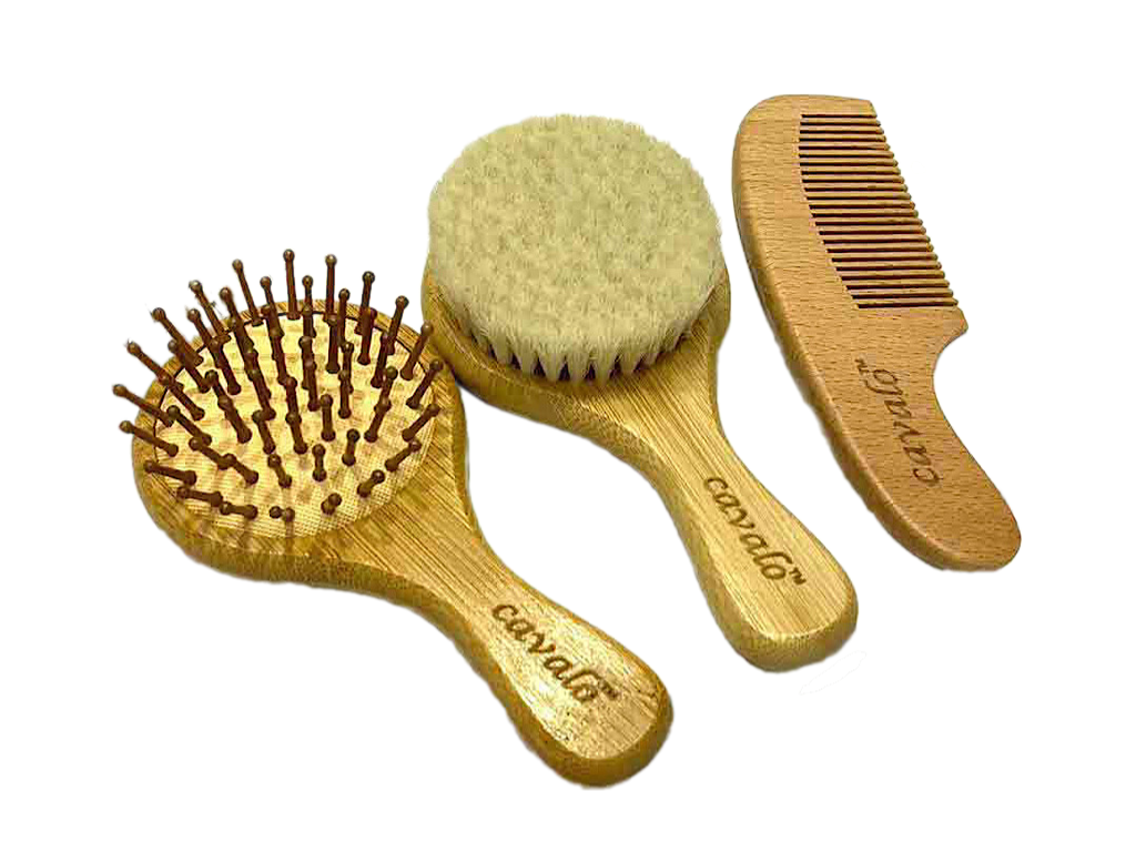 ست شانه و برس چوبی نوزادی کاوالو cavalo