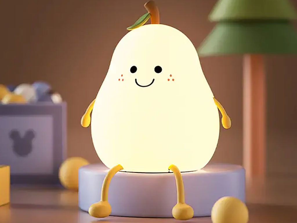 چراغ خواب سیلیکونی شارژی مدل ضربه ای طرح گلابی