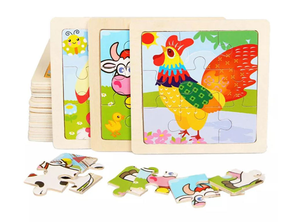 پازل چوبی 9 تکه سایز کوچک طرح دار اسباب بازی