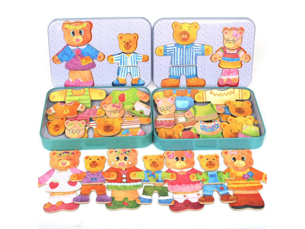 پازل مگنتی 36 تکه طرح خرس با جعبه فلزی