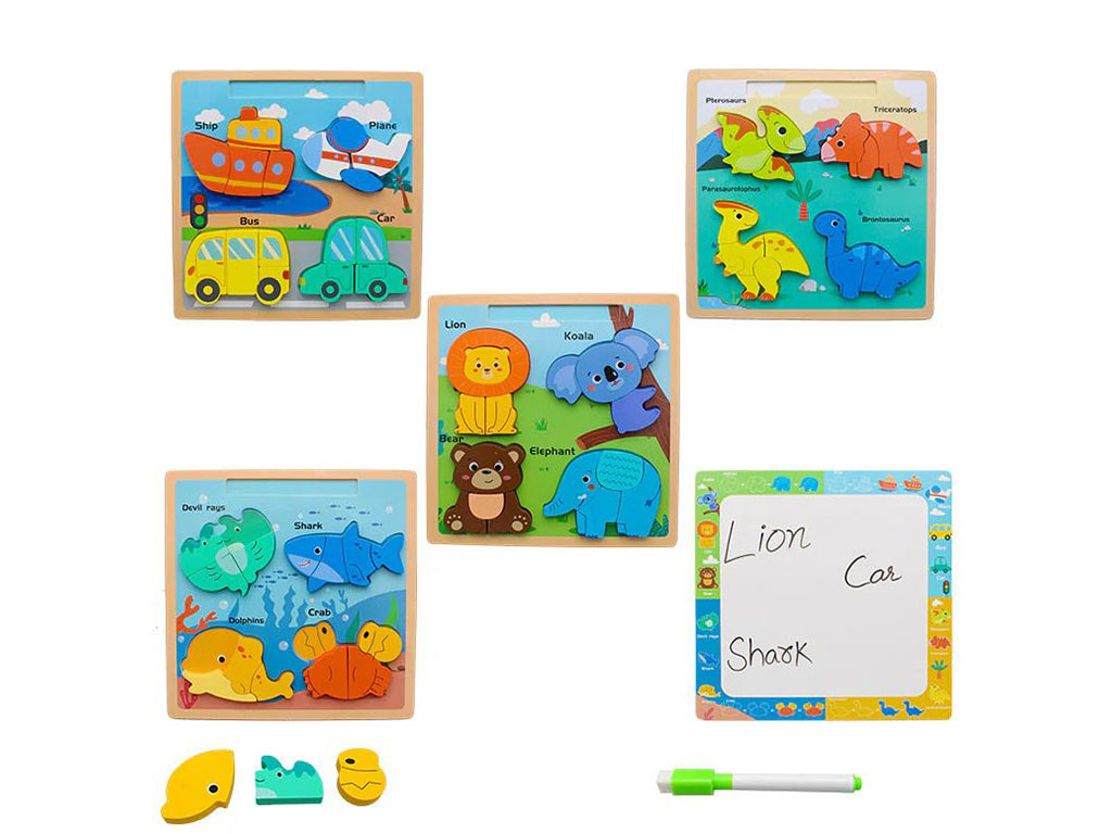 پازل برجسته چوبی طرح دار دو رو (تخت وایت برد)