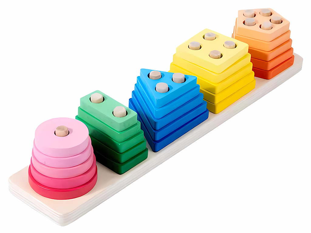 مونته سوری مستطیلی پنج لایه با 5 ستون و اشکال هندسی رنگی