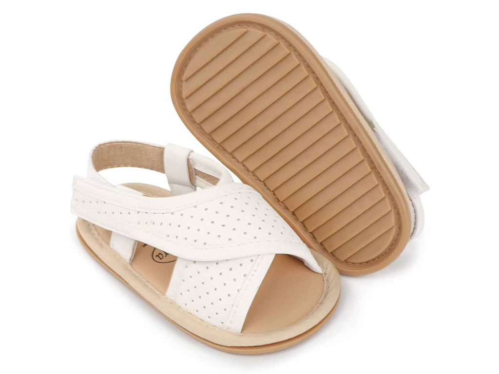 پاپوش نوزادی مدل صندل چسبی رنگ شیری