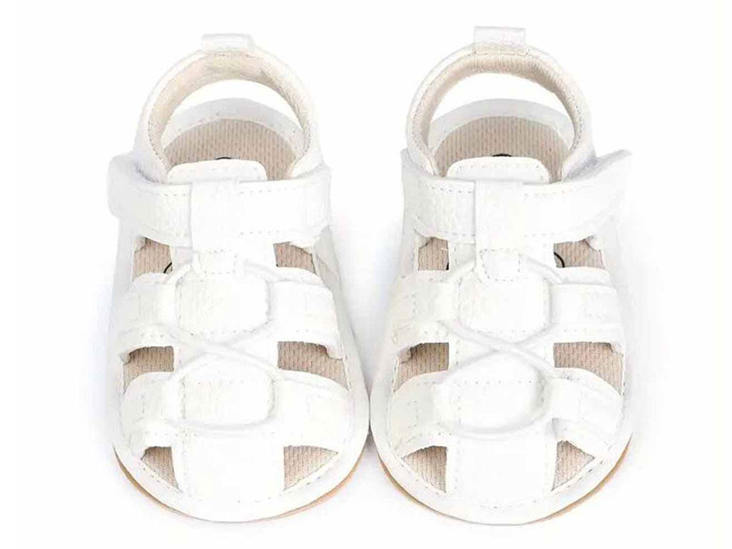 پاپوش نوزادی مدل صندل چسبی رنگ شیری