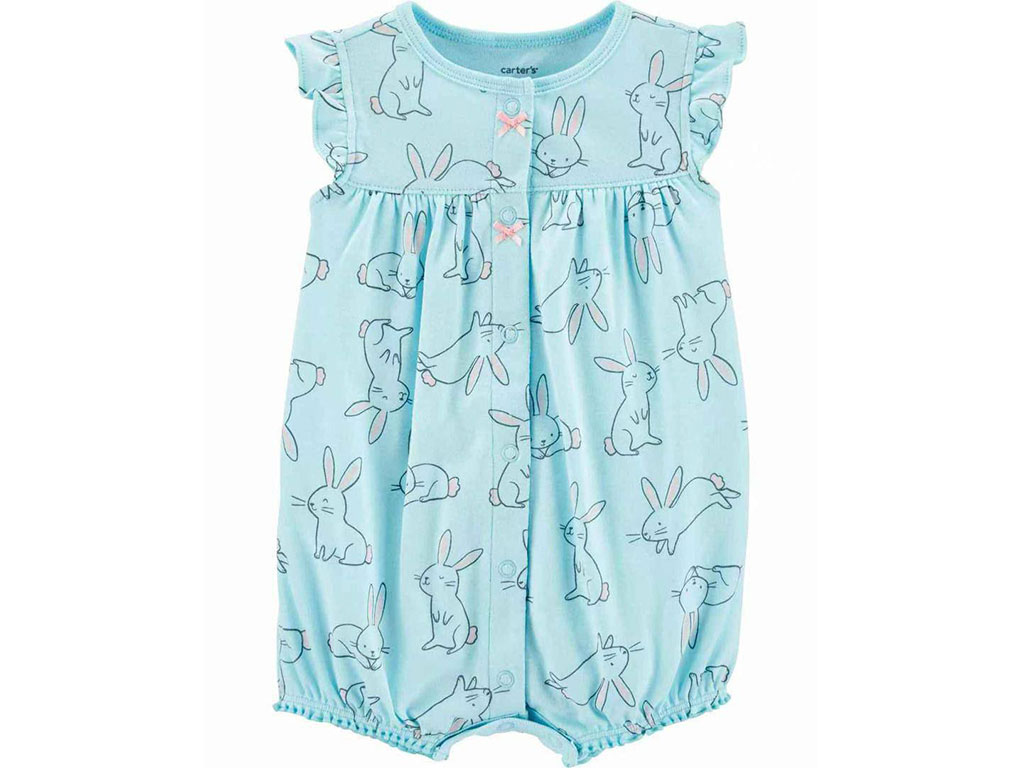 رامپر نوزاد و کودک دخترانه رنگ سبزآبی طرح خرگوش کارترز Carters