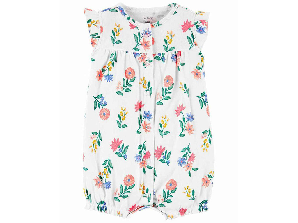 رامپر نوزاد و کودک دخترانه رنگ سفید طرح گل های رنگی کارترز Carters