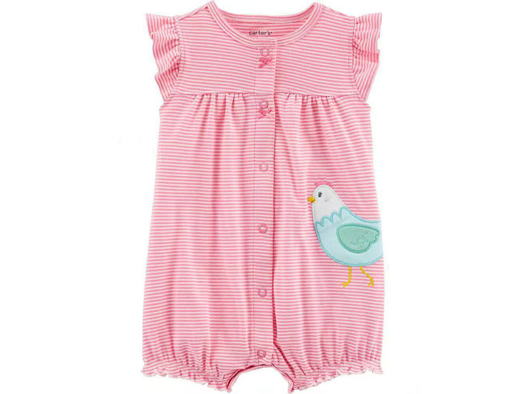 رامپر نوزاد و کودک دخترانه رنگ سفید-صورتی طرح مرغ کارترز Carters