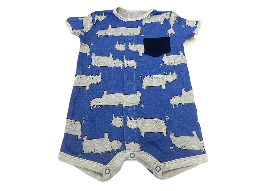 رامپر نوزاد و کودک پسرانه رنگ آبی پررنگ طرح کرگدن کارترز Carters