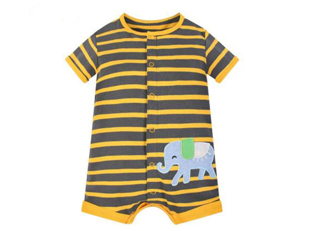 رامپر نوزاد و کودک پسرانه رنگ دودی-زرد طرح گلدوزی شده فیل کارترز Carters