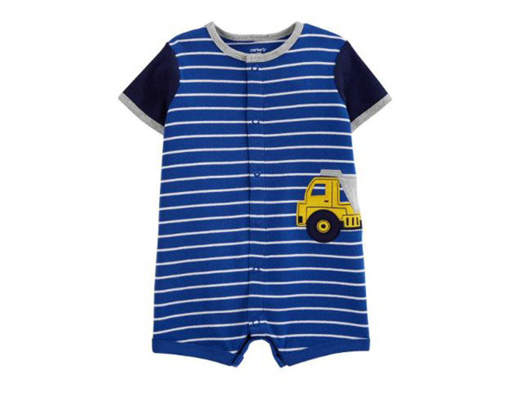 رامپر نوزاد و کودک پسرانه رنگ آبی پررنگ طرح گلدوزی شده کامیون کارترز Carters