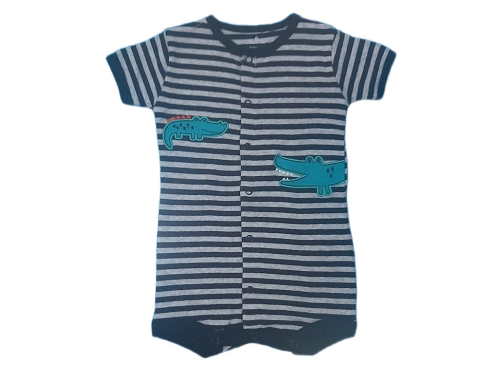 رامپر نوزاد و کودک پسرانه رنگ طوسی-مشکی طرح گلدوزی شده تمساح کارترز Carters