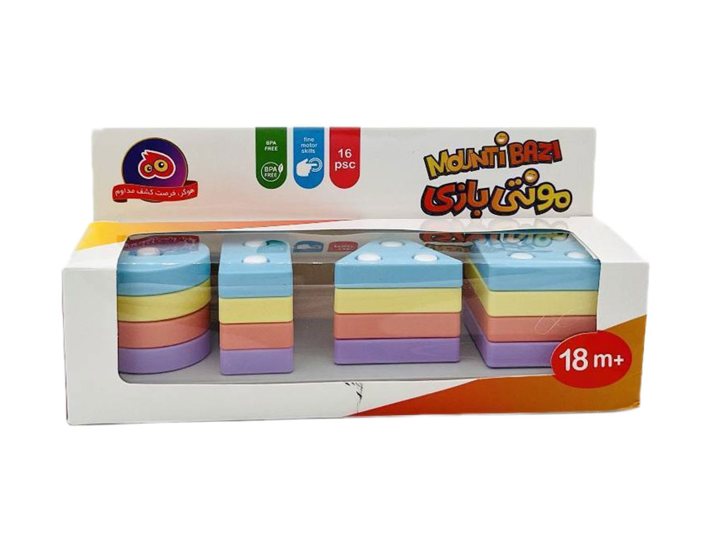 مونته بازی 4 ستون اشکال هندسی رنگ پاستلی هوکیا Hukya toys