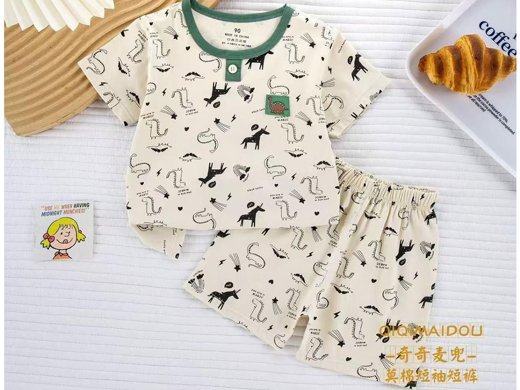 تیشرت و شلوارک راحتی پسرانه طرح حیوانات و رنگین کمان