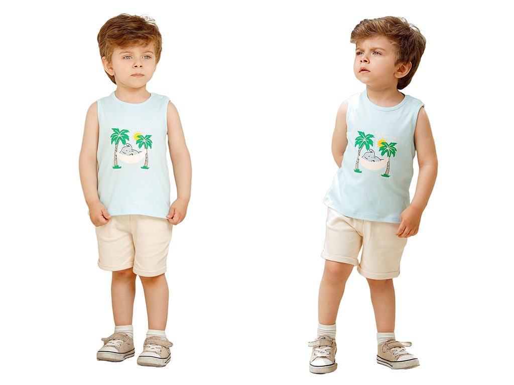 رکابی و شلوارک پسرانه نوزاد و کودک طرح هاوایی لاوی داوی Loveydovey