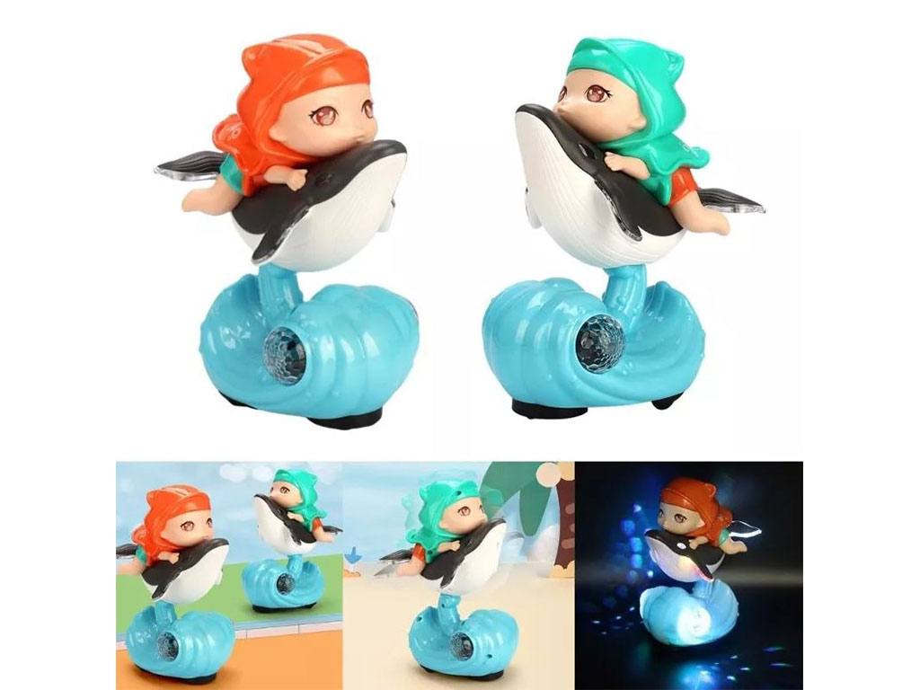 دختر دلفین سوار موزیکال، چراغ دار و دارای حرکت اسباب بازی