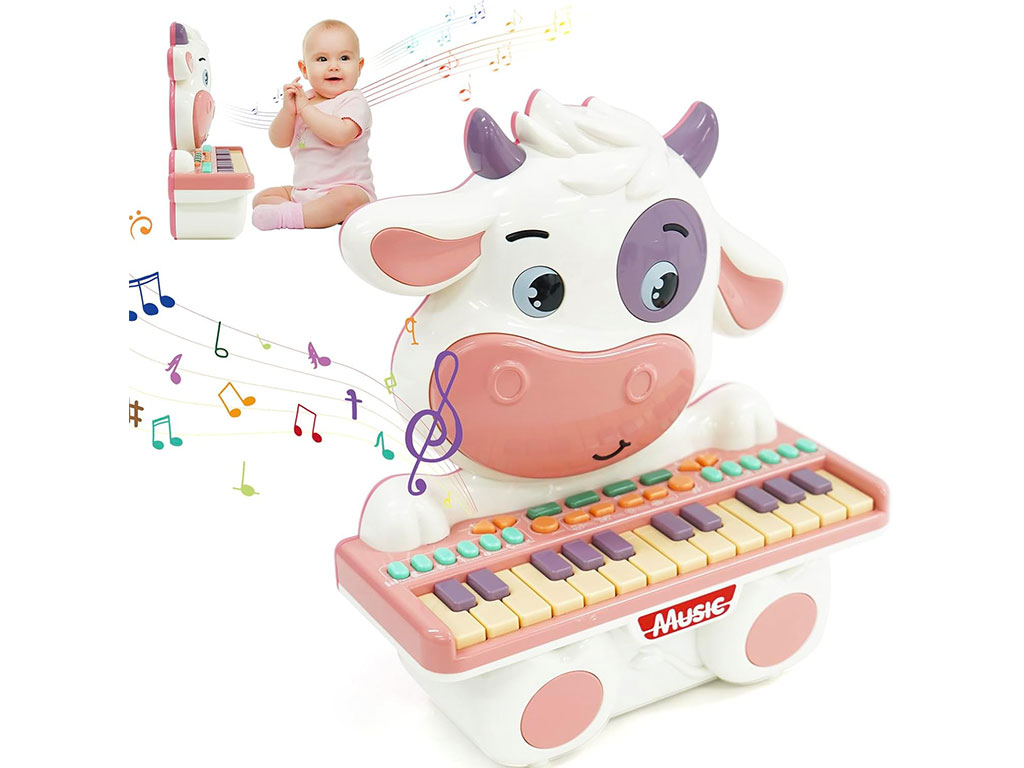 پیانو موزیکال و چراغ دار طرح گاو اسباب بازی