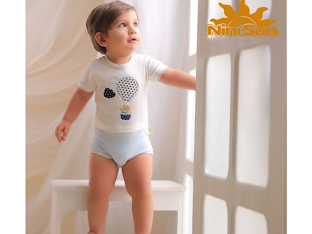 بادی  آستین کوتاه نوزادی طرح خرس نی نی سان nini sun