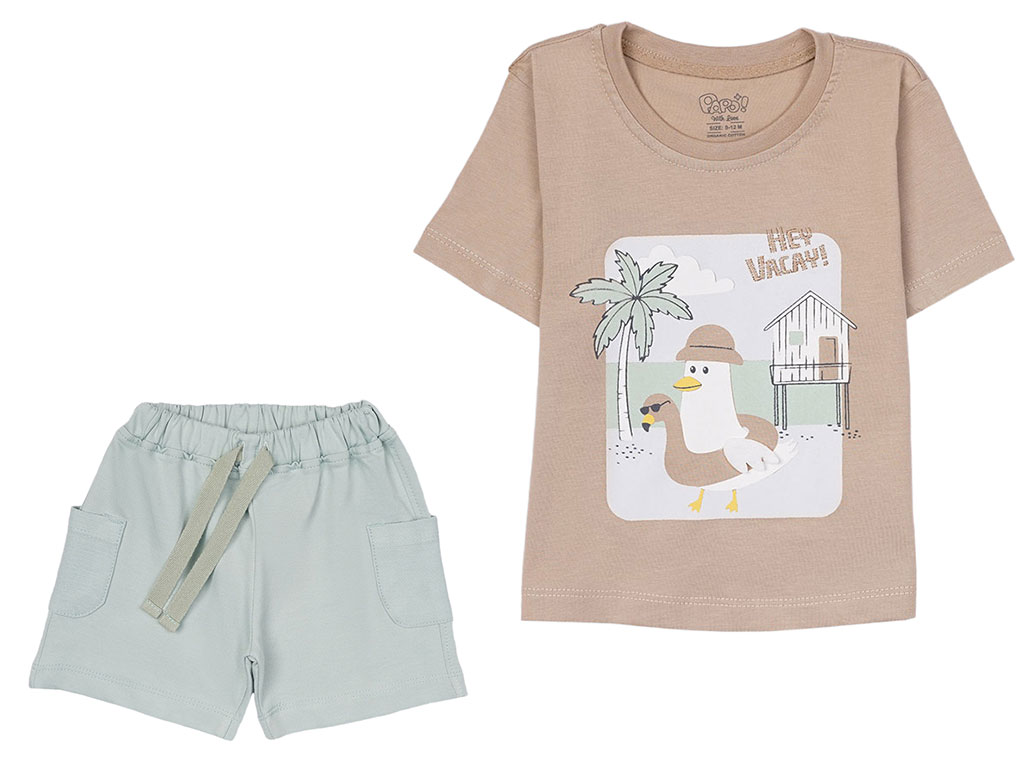 تیشرت و شلوارک نوزادی طرح اردک شناگر پاپو Papo