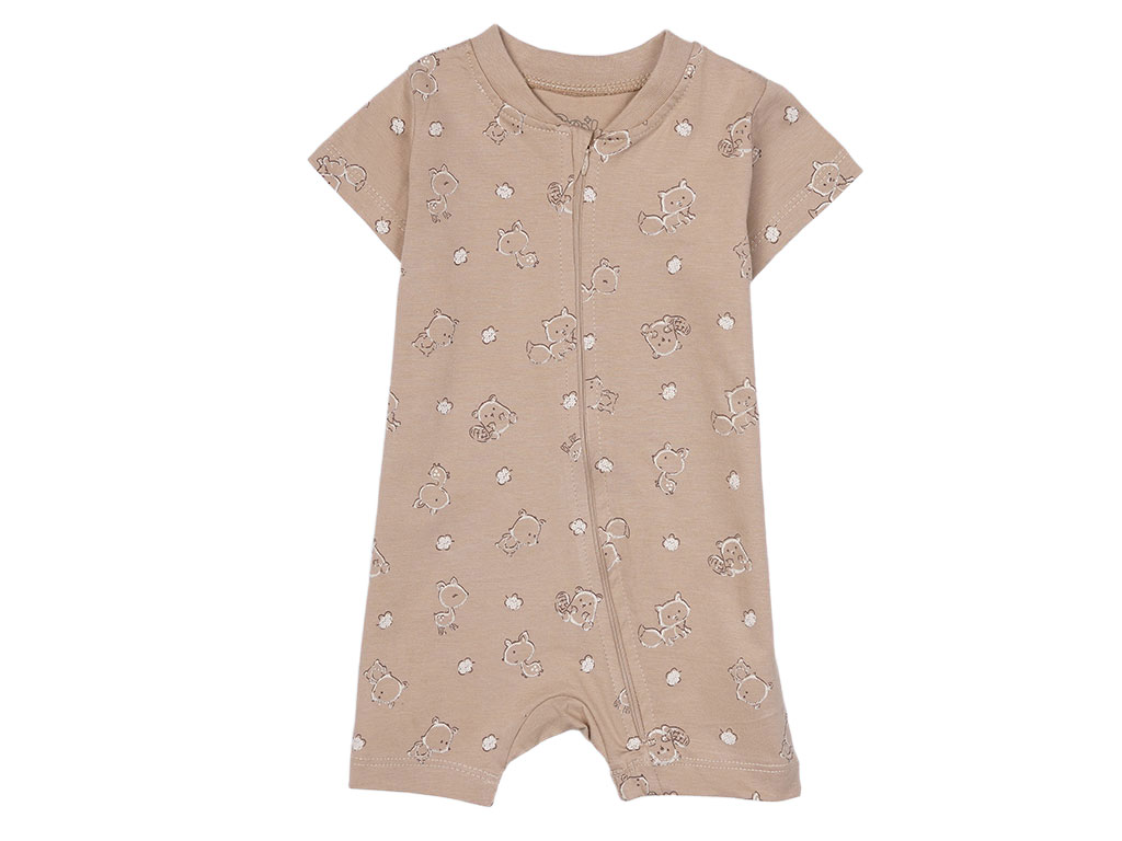 رامپر نوزاد و کودک رنگ نسکافه ای طرح حیوانات پاپو PAPO