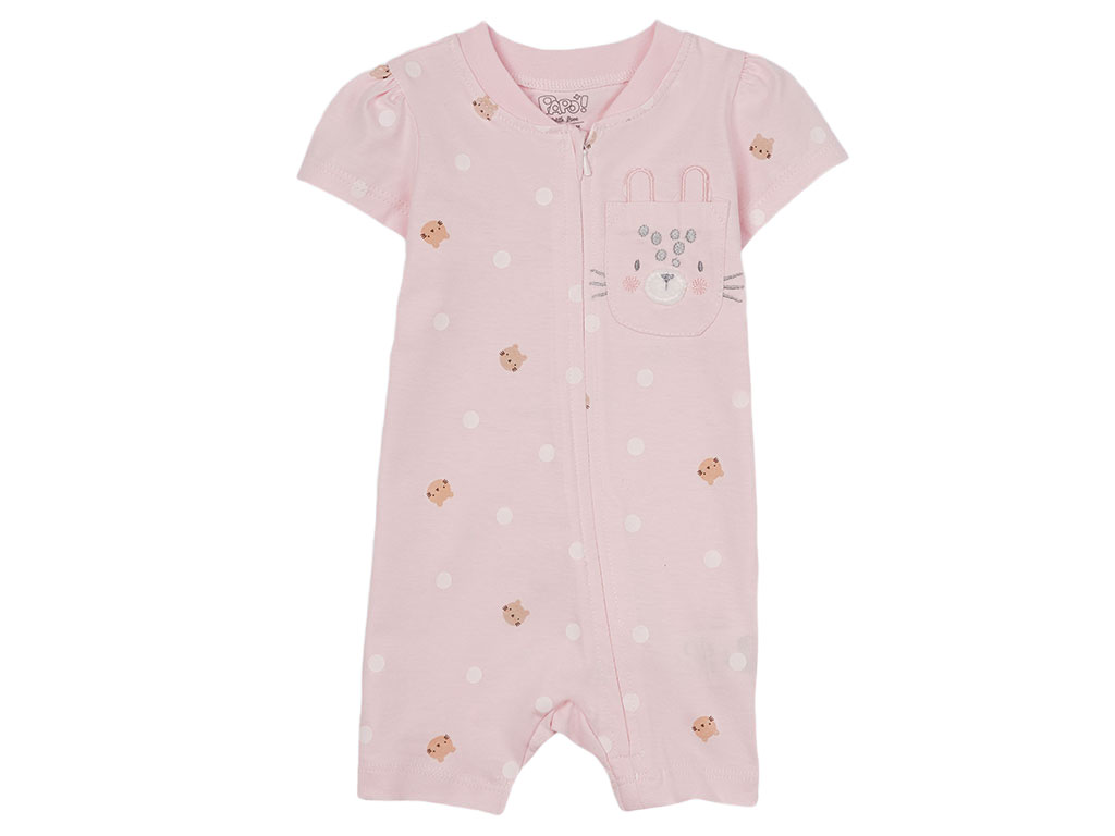 رامپر نوزاد و کودک دخترانه رنگ صورتی طرح گربه پاپو PAPO