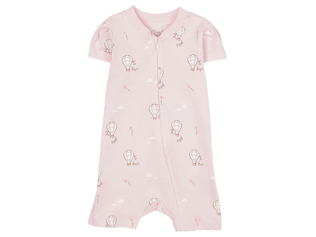 رامپر نوزاد و کودک دخترانه رنگ صورتی طرح بالن پاپو PAPO