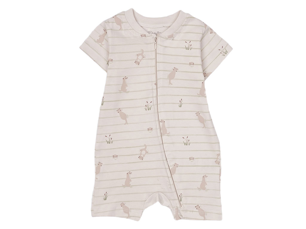 رامپر نوزاد و کودک رنگ کرم طرح سمور آبی پاپو PAPO