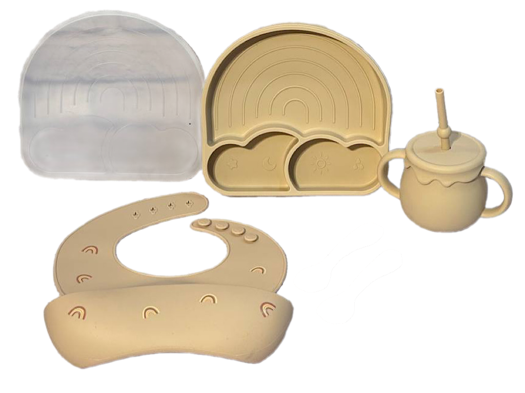 ست ظرف غذا سیلیکونی شش تکه طرح رنگین کمان