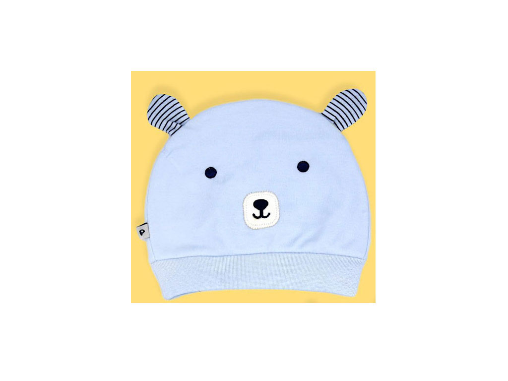 کلاه نخی نوزادی رنگ آبی روشن طرح خرس پاپو papo