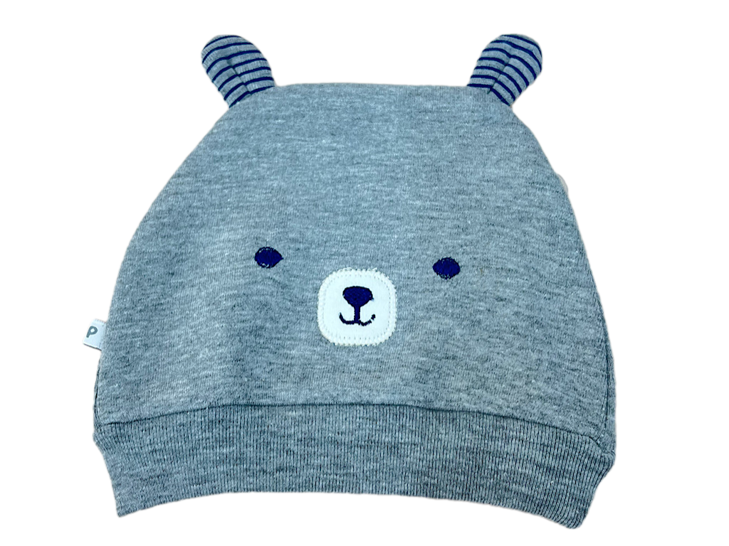 کلاه نخی نوزادی رنگ طوسی طرح خرس پاپو papo