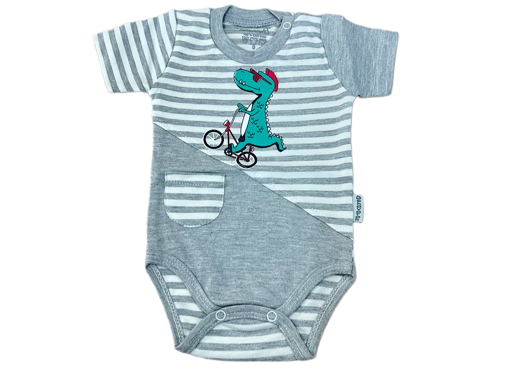 بادی آستین کوتاه نوزادی پسرانه طرح dino به آوران behavaran