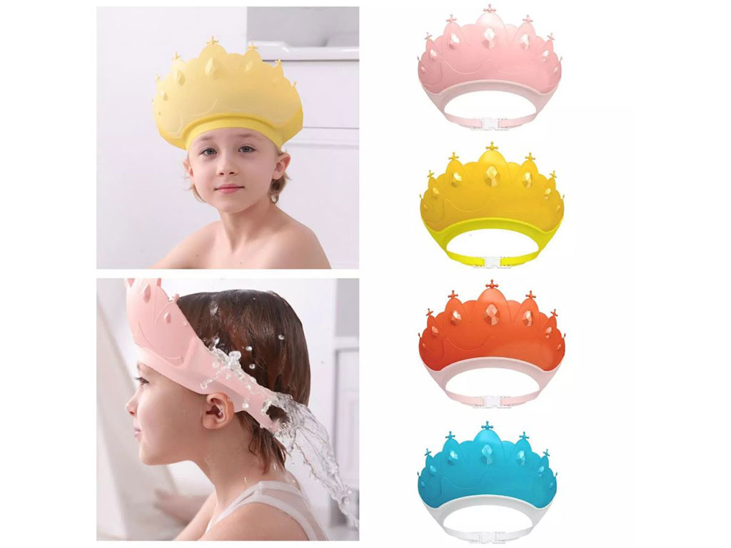 کلاه محافظ حمام نوزاد و کودک سیلیکونی طرح تاج