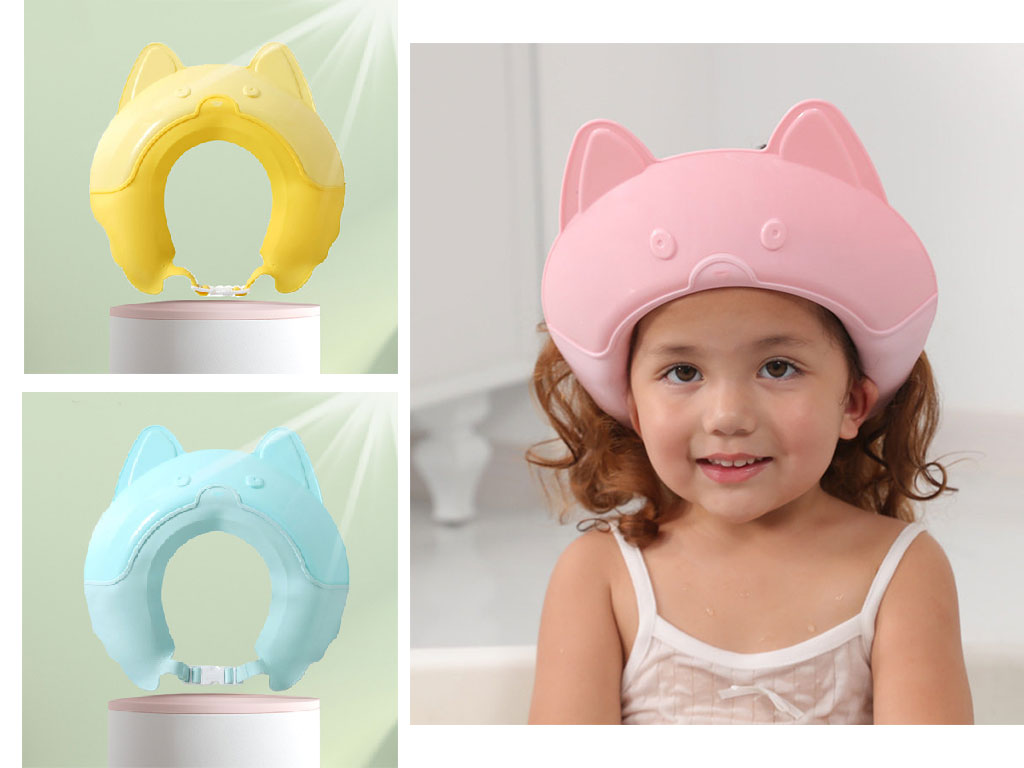 کلاه محافظ حمام نوزاد و کودک سیلیکونی طرح گربه
