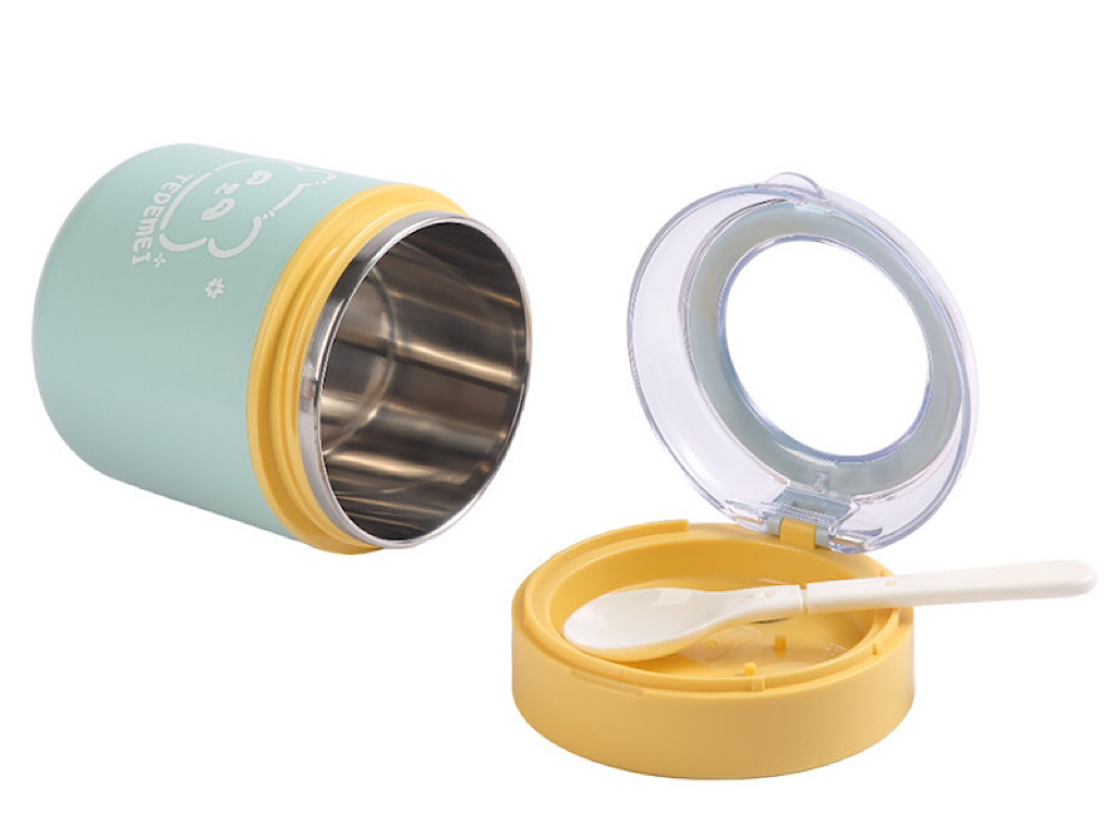 فلاسک غذا داخل استیل به همراه قاشق حجم 530 ML طرح دار  tedemei