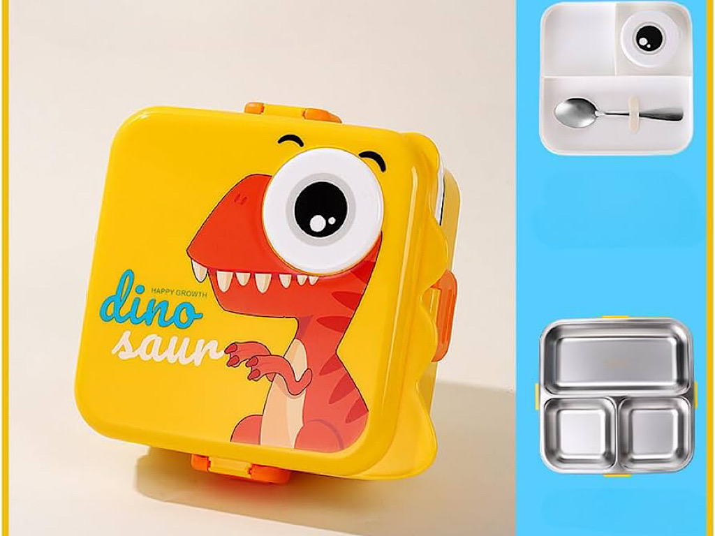 فلاسک غذا داخل استیل دو طبقه دارای قاشق با حجم1120+70 میلی لیتر