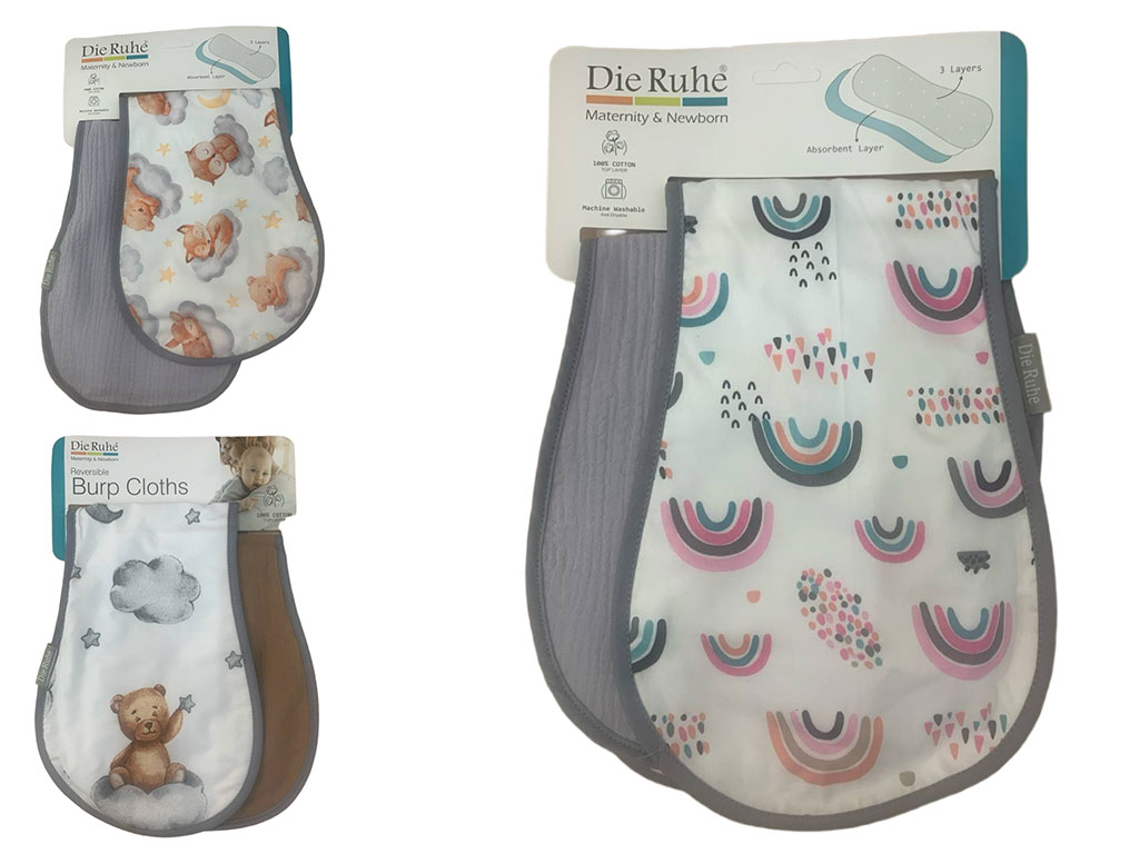 دستمال آروغ گیر نوزادی 3 لایه 2 عددی دی روحه die ruhe