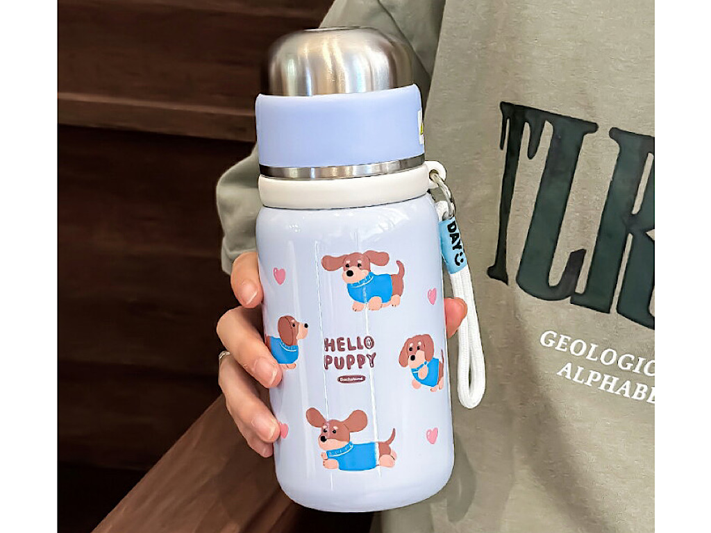 فلاسک استیل حجم 500 میل طرح hello puppy