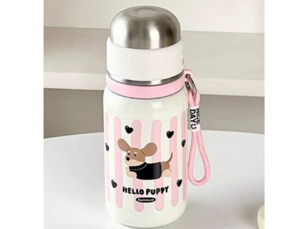 فلاسک استیل حجم 500 میل طرح hello puppy