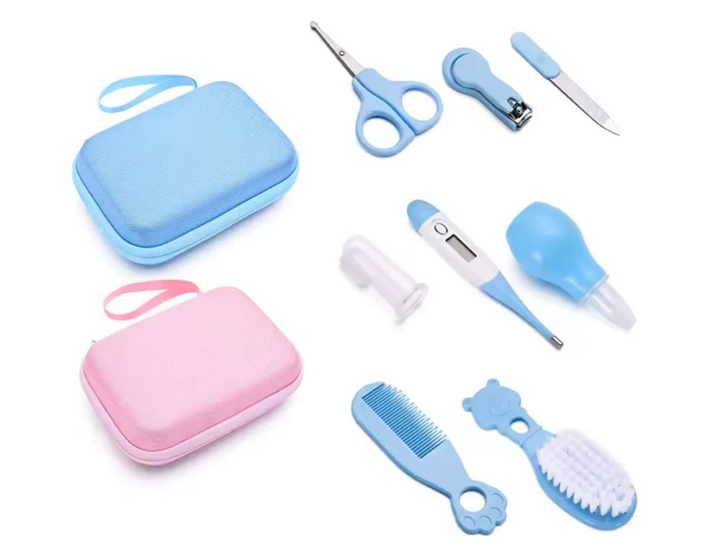 ست بهداشتی و لوازم مراقبتی با ناخن گیر نوزاد 9 تکه به همراه کیف بیبی کر Baby care