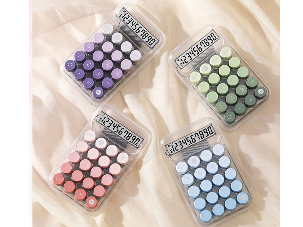 ماشین حساب بدنه شفاف دکمه رنگی