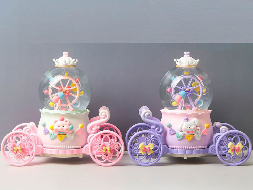 گوی پمپی موزیکال و چراغ دار طرح کالسکه(سایز بزرگ)